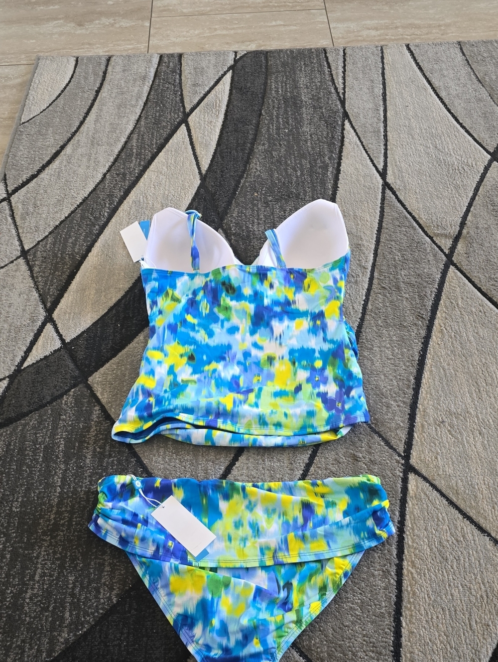 Bleu Rod Beattie  Blue, Yellow & White Tankini Set Sz 10 Nwt - Picture 5 of 8